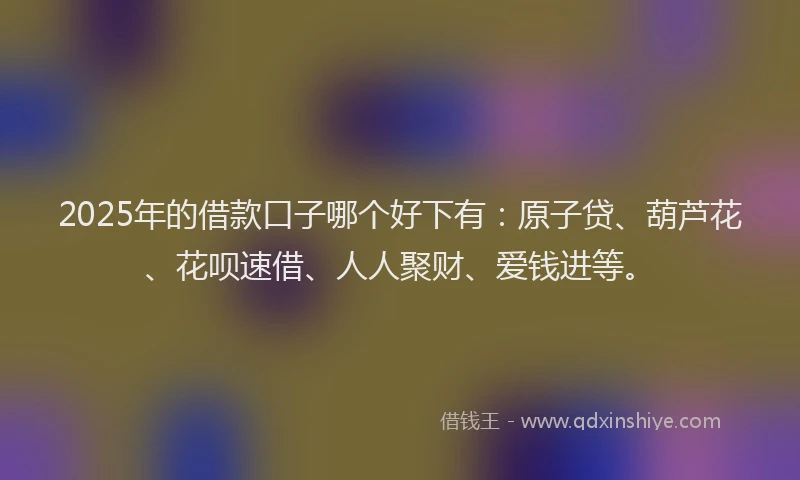 2025年的借款口子哪个好下有：原子贷、葫芦花、花呗速借、人人聚财、爱钱进等。