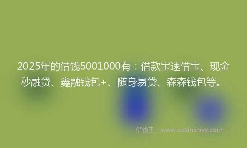 2025年的借钱5001000有：借款宝速借宝、现金秒融贷、鑫融钱包+、随身易贷、森森钱包等。