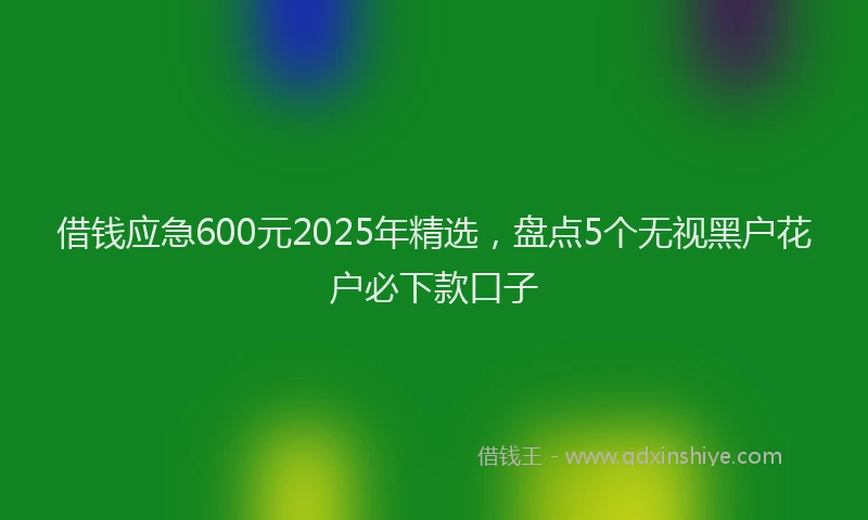 借钱应急600元2025年精选，盘点5个无视黑户花户必下款口子