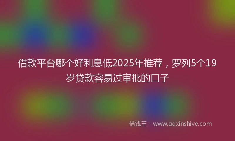 借款平台哪个好利息低2025年推荐，罗列5个19岁贷款容易过审批的口子