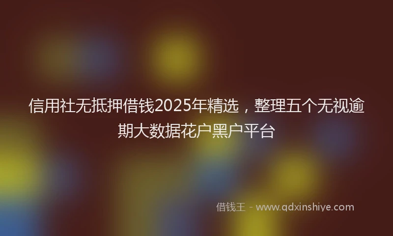 信用社无抵押借钱2025年精选，整理五个无视逾期大数据花户黑户平台