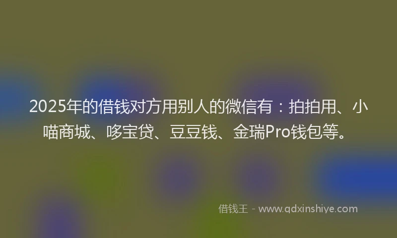 2025年的借钱对方用别人的微信有：拍拍用、小喵商城、哆宝贷、豆豆钱、金瑞Pro钱包等。