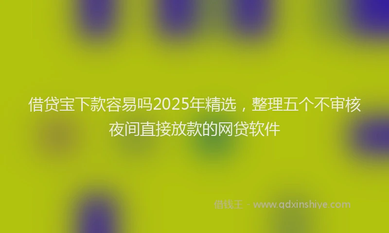借贷宝下款容易吗2025年精选，整理五个不审核夜间直接放款的网贷软件