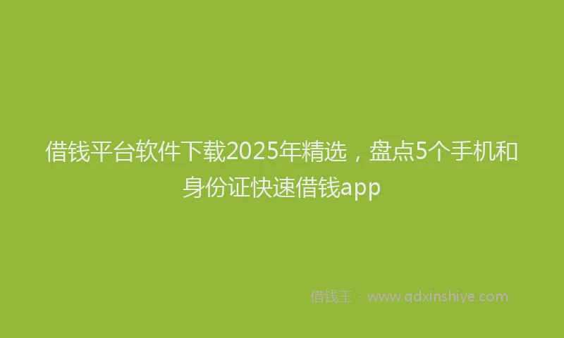 借钱平台软件下载2025年精选，盘点5个手机和身份证快速借钱app