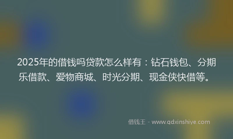 2025年的借钱吗贷款怎么样有：钻石钱包、分期乐借款、爱物商城、时光分期、现金侠快借等。