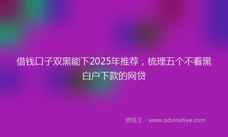 借钱口子双黑能下2025年推荐,梳理五个不看黑白户下款的网贷
