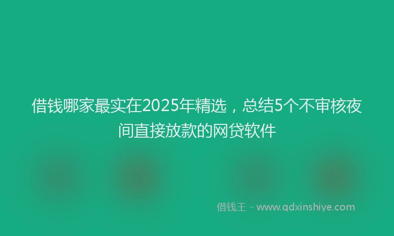 借钱哪家最实在2025年精选，总结5个不审核夜间直接放款的网贷软件