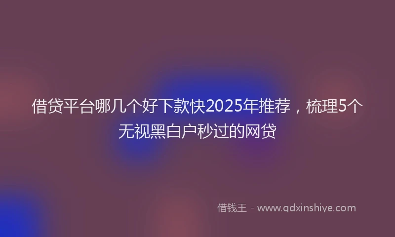借贷平台哪几个好下款快2025年推荐，梳理5个无视黑白户秒过的网贷