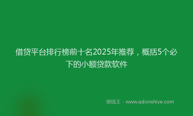借贷平台排行榜前十名2025年推荐，概括5个必下的小额贷款软件