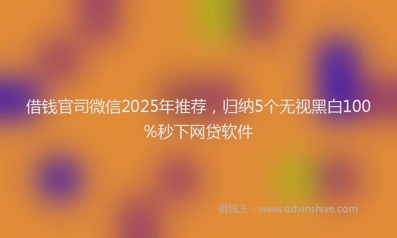 借钱官司微信2025年推荐，归纳5个无视黑白100%秒下网贷软件