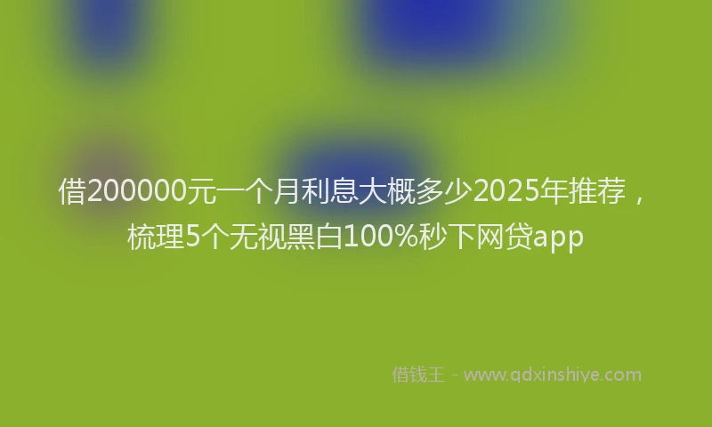借200000元一个月利息大概多少2025年推荐，梳理5个无视黑白100%秒下网贷app