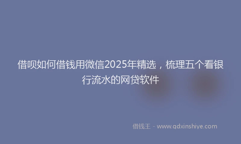 借呗如何借钱用微信2025年精选，梳理五个看银行流水的网贷软件