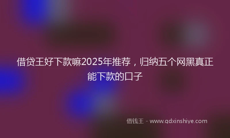 借贷王好下款嘛2025年推荐,归纳五个网黑真正能下款的口子