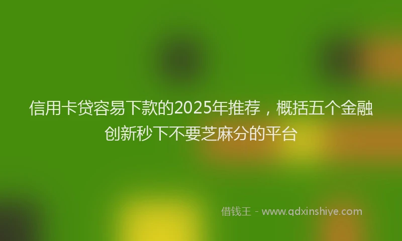 信用卡贷容易下款的2025年推荐，概括五个金融创新秒下不要芝麻分的平台
