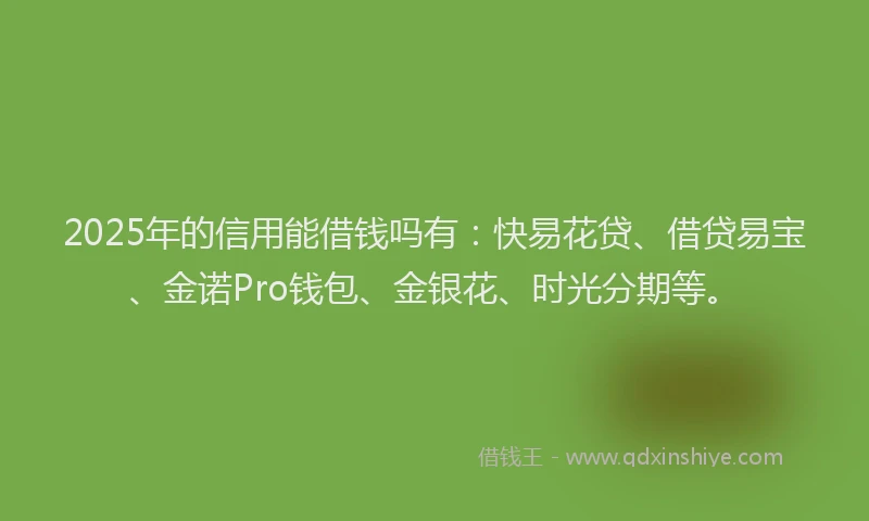 2025年的信用能借钱吗有：快易花贷、借贷易宝、金诺Pro钱包、金银花、时光分期等。