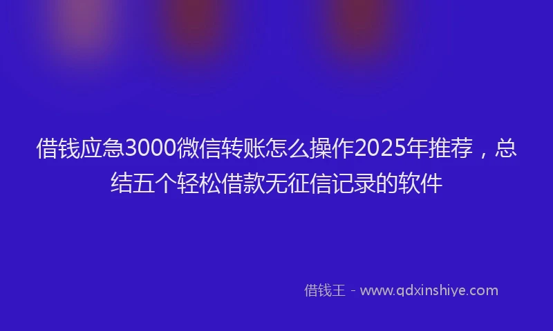 借钱应急3000微信转账怎么操作2025年推荐，总结五个轻松借款无征信记录的软件
