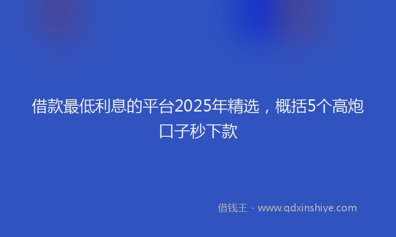 借款最低利息的平台2025年精选，概括5个高炮口子秒下款