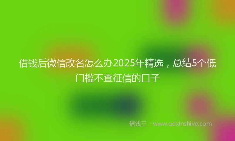 借钱后微信改名怎么办2025年精选，总结5个低门槛不查征信的口子