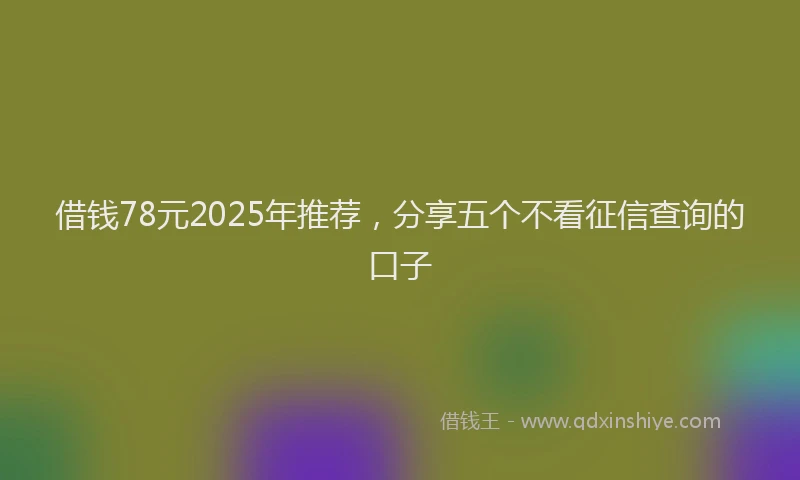 借钱78元2025年推荐，分享五个不看征信查询的口子