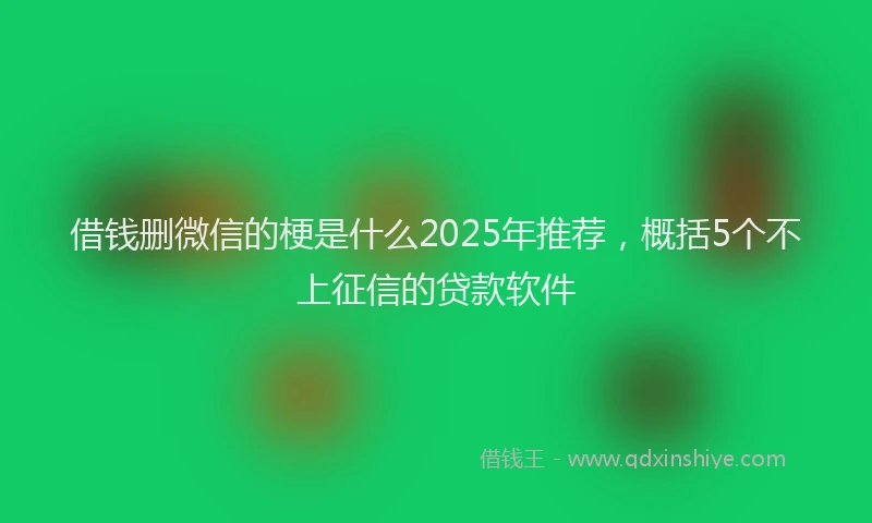 借钱删微信的梗是什么2025年推荐,概括5个不上征信的贷款软件