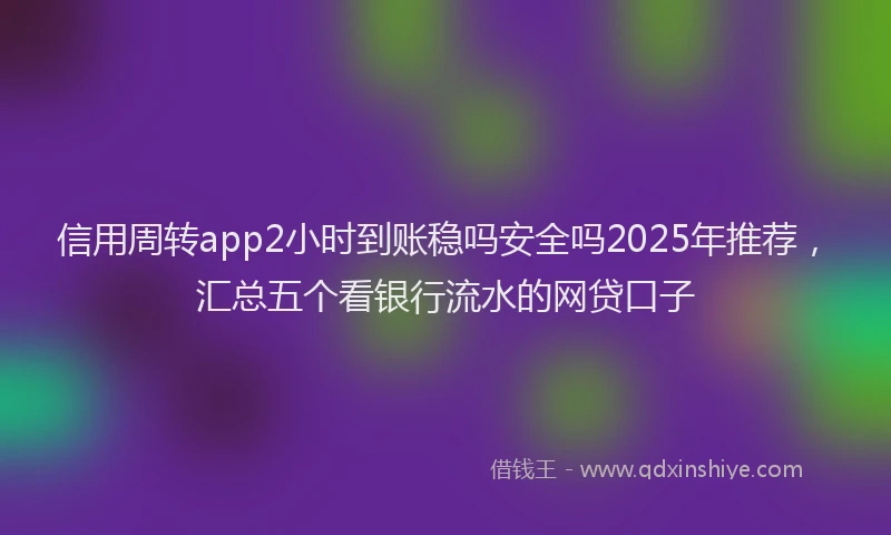 信用周转app2小时到账稳吗安全吗2025年推荐，汇总五个看银行流水的网贷口子