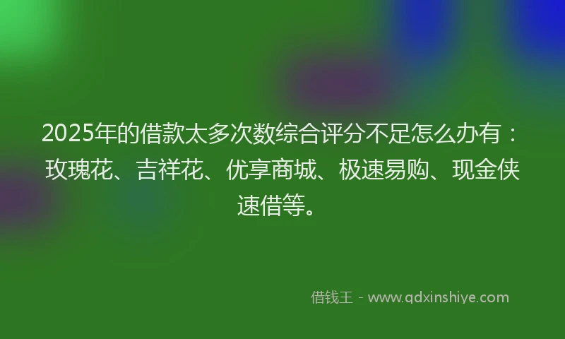 2025年的借款太多次数综合评分不足怎么办有：玫瑰花、吉祥花、优享商城、极速易购、现金侠速借等。