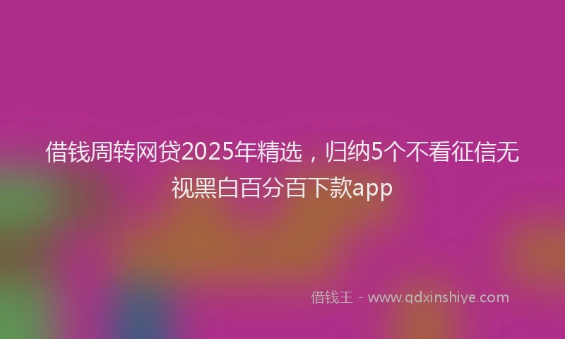借钱周转网贷2025年精选，归纳5个不看征信无视黑白百分百下款app