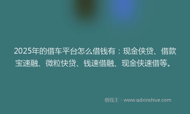 2025年的借车平台怎么借钱有：现金侠贷、借款宝速融、微粒快贷、钱速借融、现金侠速借等。