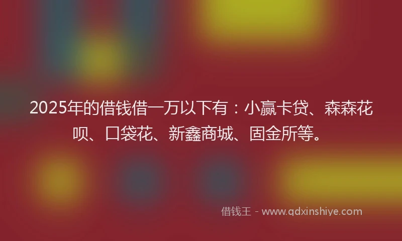 2025年的借钱借一万以下有:小赢卡贷、森森花呗、口袋花、新鑫商城、固金所等。