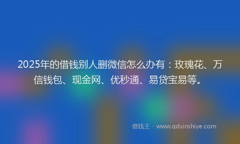2025年的借钱别人删微信怎么办有：玫瑰花、万信钱包、现金网、优秒通、易贷宝易等。