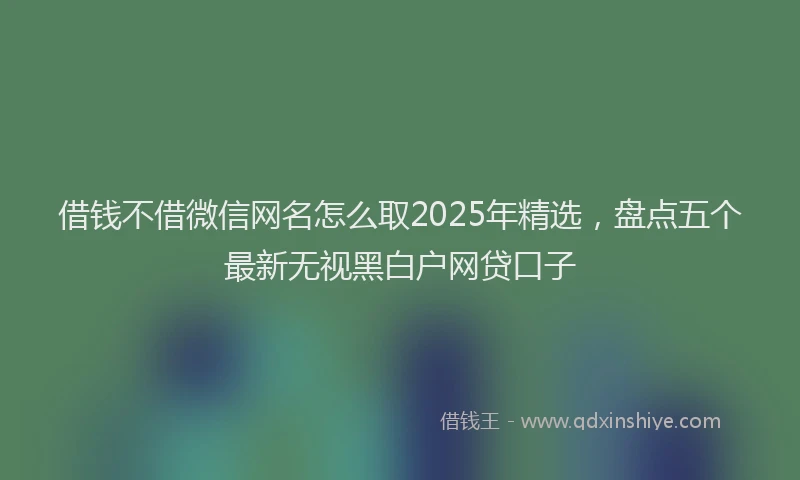 借钱不借微信网名怎么取2025年精选,盘点五个最新无视黑白户网贷口子