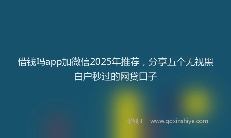 借钱吗app加微信2025年推荐,分享五个无视黑白户秒过的网贷口子