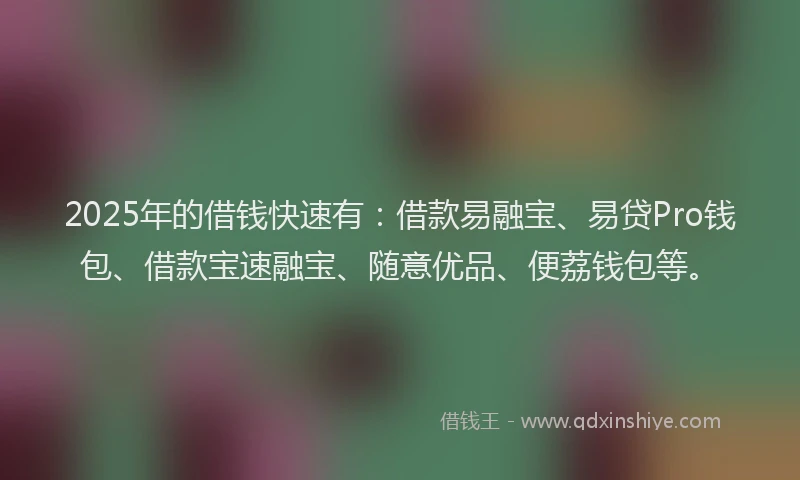 2025年的借钱快速有：借款易融宝、易贷Pro钱包、借款宝速融宝、随意优品、便荔钱包等。