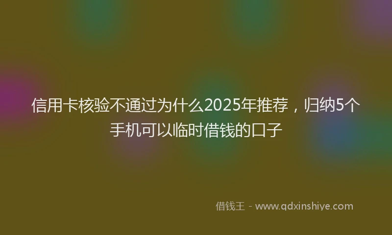 信用卡核验不通过为什么2025年推荐,归纳5个手机可以临时借钱的口子