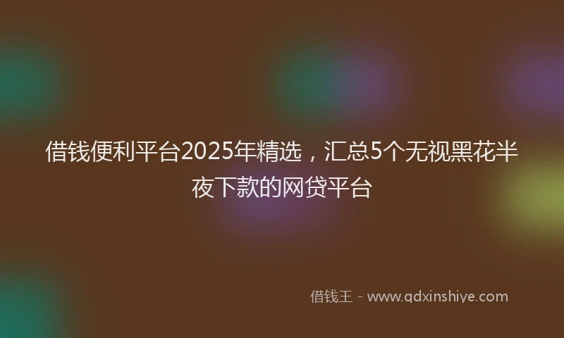 借钱便利平台2025年精选，汇总5个无视黑花半夜下款的网贷平台
