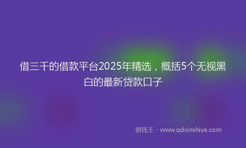 借三千的借款平台2025年精选，概括5个无视黑白的最新贷款口子