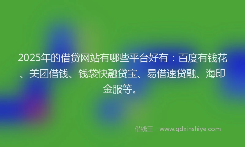 2025年的借贷网站有哪些平台好有：百度有钱花、美团借钱、钱袋快融贷宝、易借速贷融、海印金服等。