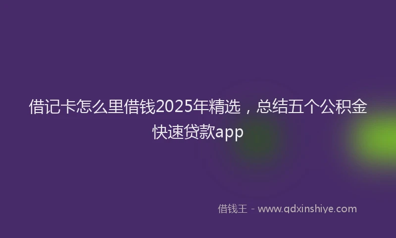 借记卡怎么里借钱2025年精选，总结五个公积金快速贷款app