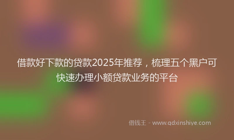 借款好下款的贷款2025年推荐，梳理五个黑户可快速办理小额贷款业务的平台