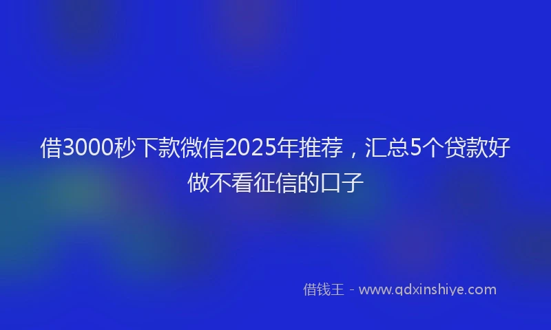 借3000秒下款微信2025年推荐，汇总5个贷款好做不看征信的口子