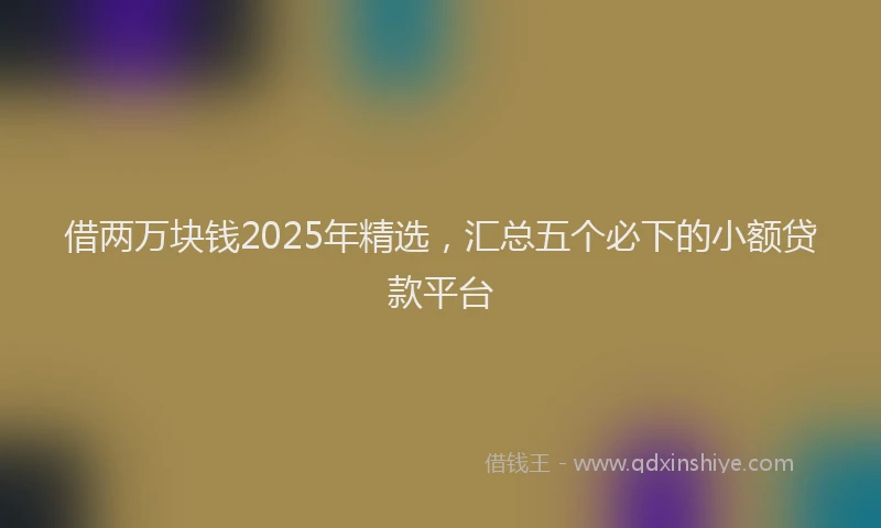 借两万块钱2025年精选，汇总五个必下的小额贷款平台
