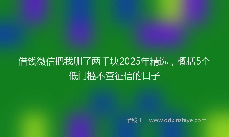 借钱微信把我删了两千块2025年精选，概括5个低门槛不查征信的口子