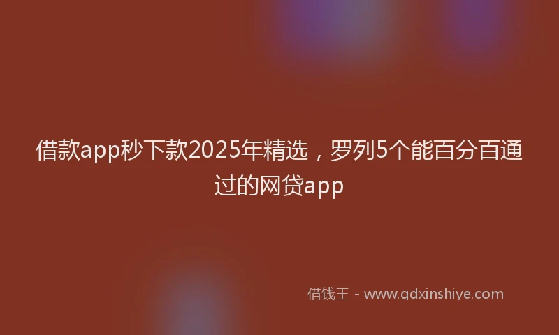 借款app秒下款2025年精选，罗列5个能百分百通过的网贷app