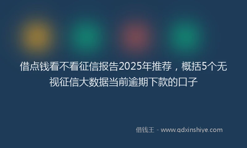 借点钱看不看征信报告2025年推荐，概括5个无视征信大数据当前逾期下款的口子
