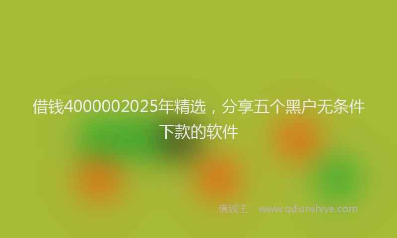 借钱4000002025年精选,分享五个黑户无条件下款的软件