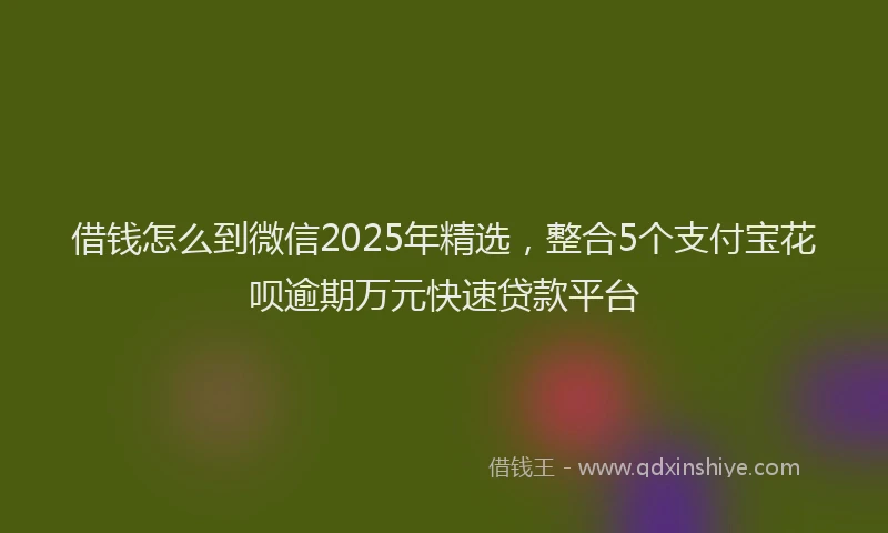 借钱怎么到微信2025年精选，整合5个支付宝花呗逾期万元快速贷款平台