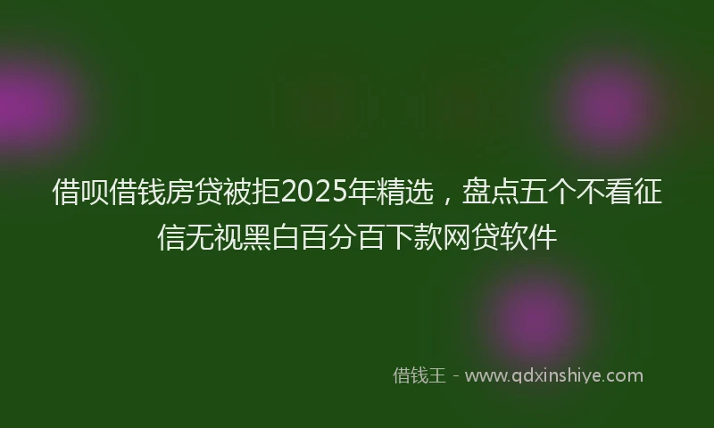 借呗借钱房贷被拒2025年精选，盘点五个不看征信无视黑白百分百下款网贷软件