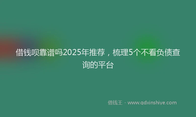 借钱呗靠谱吗2025年推荐，梳理5个不看负债查询的平台
