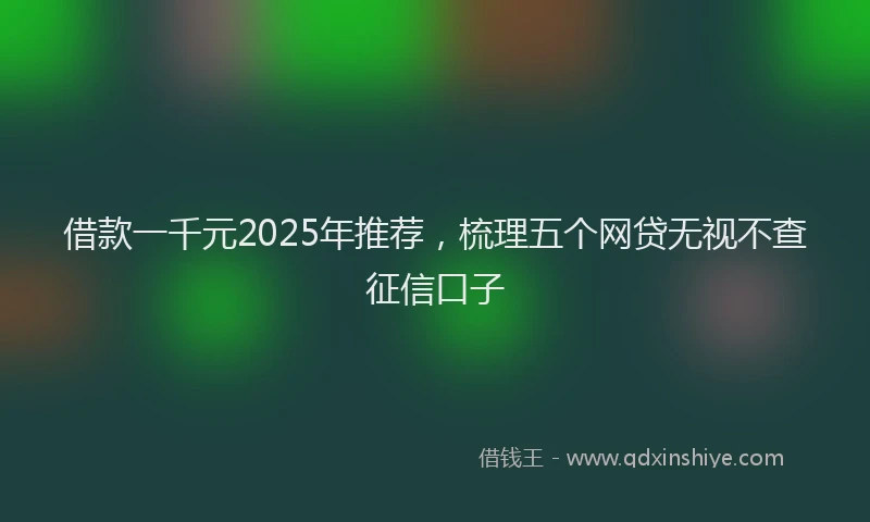 借款一千元2025年推荐，梳理五个网贷无视不查征信口子