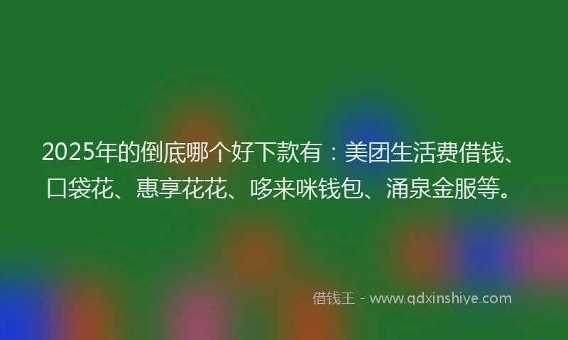 2025年的倒底哪个好下款有：美团生活费借钱、口袋花、惠享花花、哆来咪钱包、涌泉金服等。